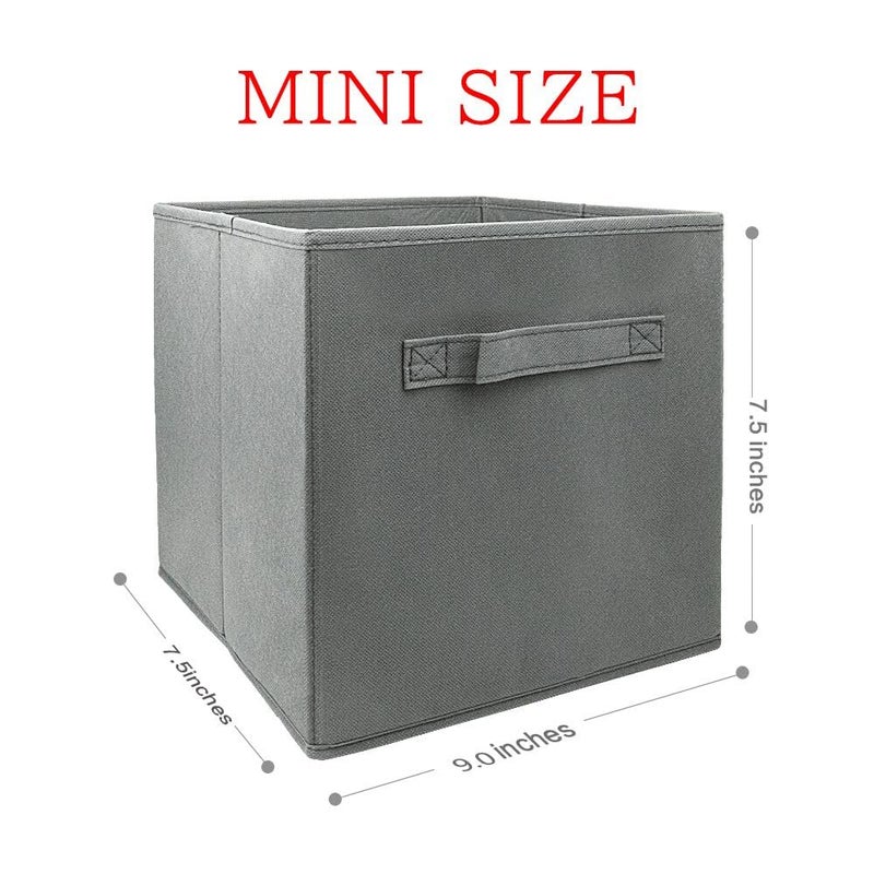 EBIGIC Mini Size 3-Pack Cube Storage Bins 9.0"x7.5"x7.5" Fabirc Foldable Closet Toy Organizer Collapsible Cloth Gray - Image 2